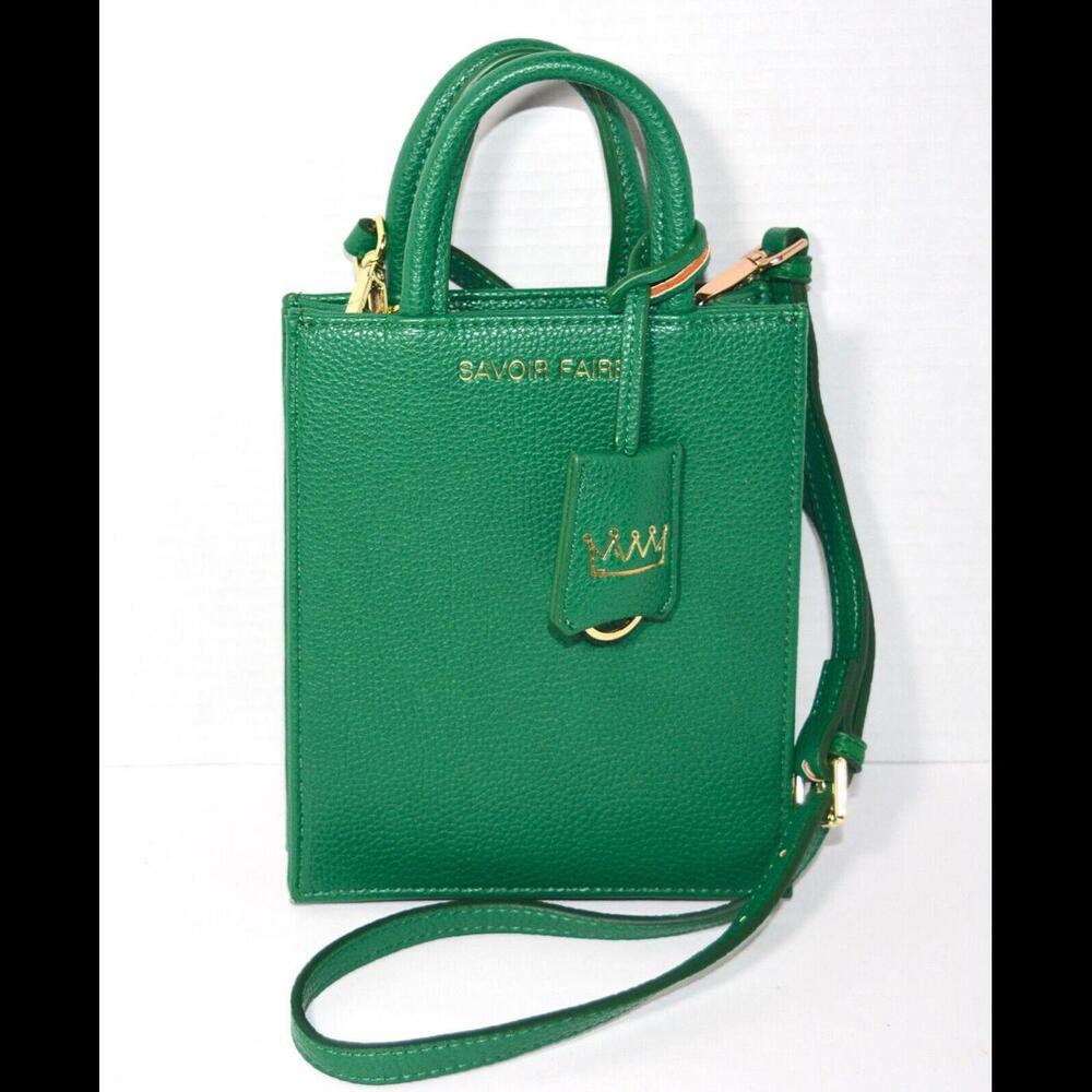 SAVOIR FAIRE SAVVI Mini Tote Crossbody Bag Purse in Jade Green